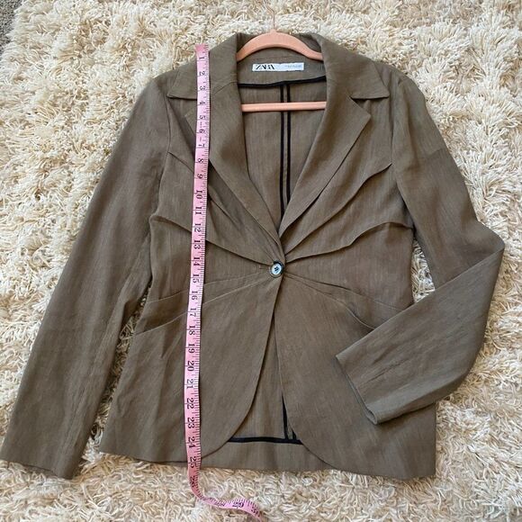 ZARA Linen Blend Blazer Size Medium - Picture 7 of 8